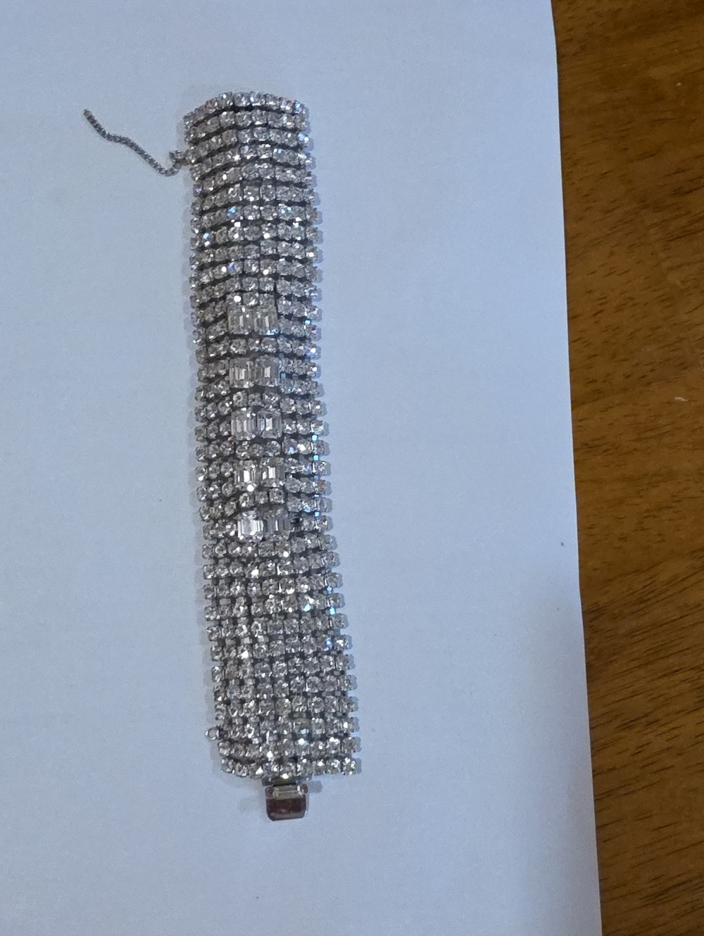Albert Weiss Multi-Row Silver Rhinestone Bracelet PLEASE READ